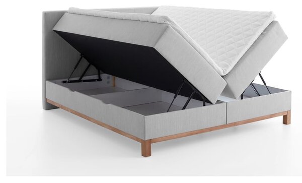 Letto boxspring grigio chiaro con contenitore 160x200 cm Catania - Meise Möbel