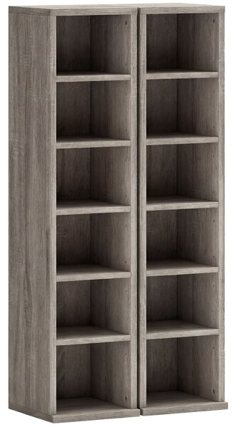 HOMCOM Set di 2 Mobili Porta CD Scaffale Salvaspazio, 21x22.5x88.5cm, Grigio | Aosom Italy