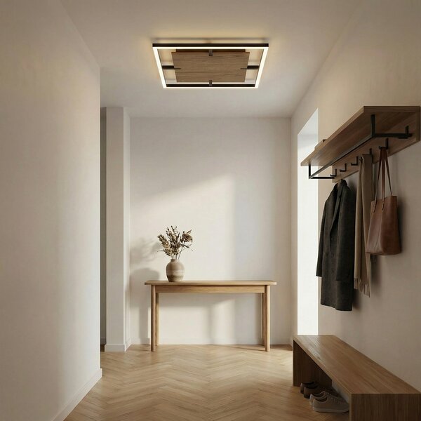 Plafoniera Lucande, Vectra, dimmerabile, Legno, Soggiorno, Plastica, Moderno