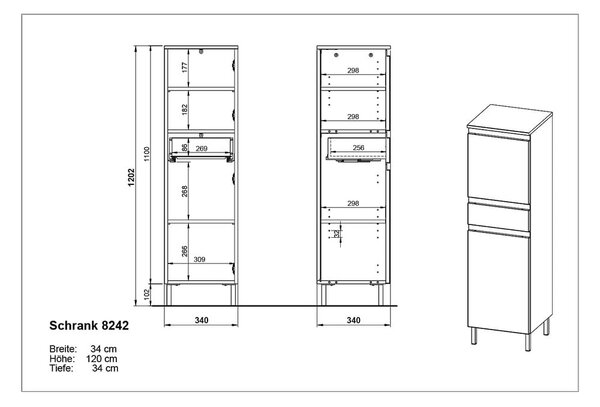 Mobile bagno alto grigio scuro in rovere 34x120 cm Salinas - Germania