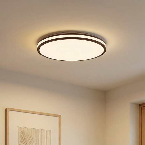Plafoniera Lindby, Emiva, dimmerabile, Legno, Soggiorno, Legno, Moderno