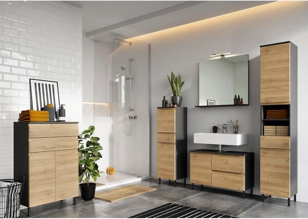 Mobile bagno alto grigio scuro in rovere 34x120 cm Salinas - Germania