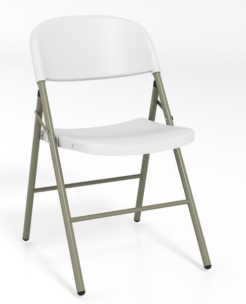 Costway Set sedie 6 pieghevoli plastica metallo schienale commerciale portatile, Sedie pranzo interno esterno matrimonio festa portata 150kg Bianco