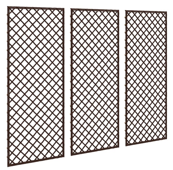 Outsunny Set 3 Fioriere con Grigliato per Rampicanti in Rattan PE, 43x2x112 cm, Color Legno | Aosom Italy