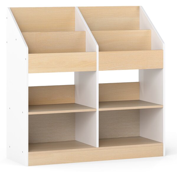 Costway Libreria bambini organizzatore libri giocattoli 4 cubi verticali, Libreria 4 scomparti stoccaggio scaffale legno sala giochi aula asilo