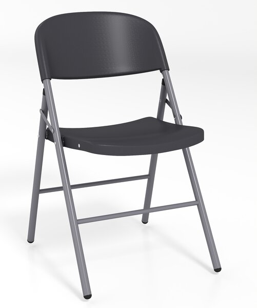 Costway Set sedie 6 pieghevoli plastica metallo schienale commerciale portatile, Sedie pranzo interno esterno matrimonio festa portata 150kg Grigio