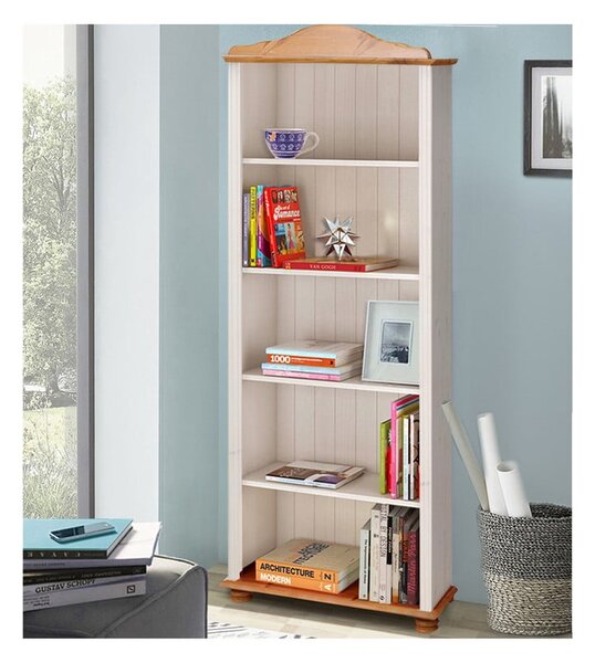 Libreria in legno di pino in colore bianco e naturale 70x181 cm Ella - Støraa