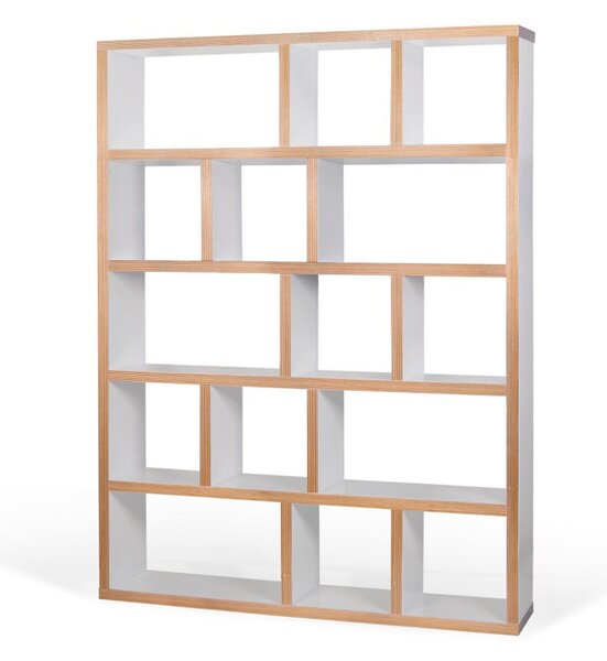 Libreria bianca con bordo in legno 150x198 cm Berlin - TemaHome
