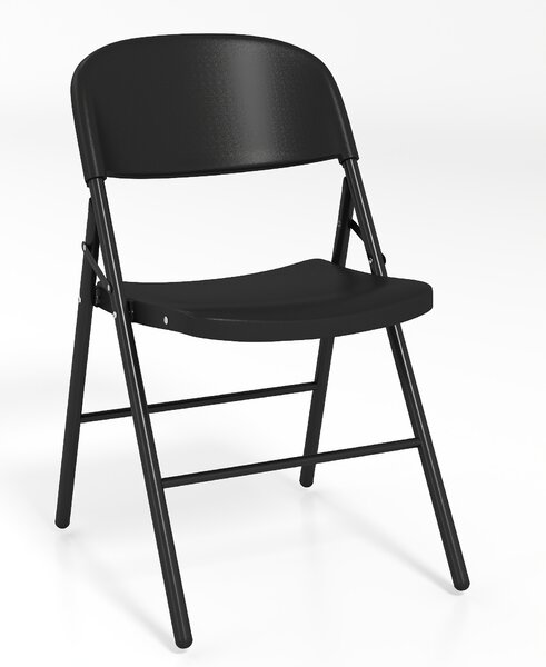 Costway Set sedie 6 pieghevoli plastica metallo schienale commerciale portatile, Sedie pranzo interno esterno matrimonio festa portata 150kg Nero