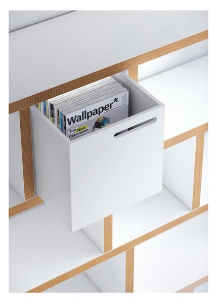 Libreria bianca con bordo in legno 150x198 cm Berlin - TemaHome