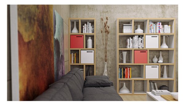 Libreria bianca con bordo in legno 150x198 cm Berlin - TemaHome