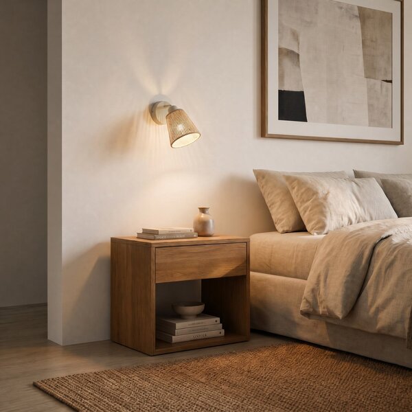 Applique da parete Lindby, Anuva, dimmerabile, Beige, Camera da letto, Carta / Cartone, Campagna / rustico