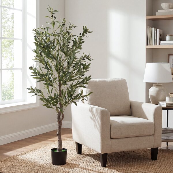 Costway Piante finte verde 2 pz albero ulivo artificiali frutti muschi realistici, Piante tronco pe foglie tessuto multicolore soggiorno camera letto 1,5 m
