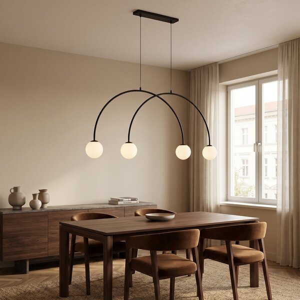 Lampada a sospensione ALDEX, Alison, dimmerabile, Nero, Soggiorno, Metallo, Moderno