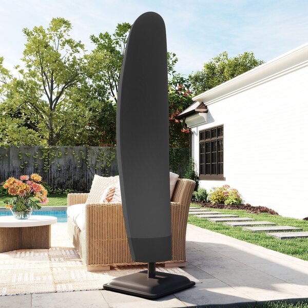 Outsunny Copertura per Ombrellone 3x3 m Impermeabile, Custodia Copri Ombrellone a Sbalzo con Cerniera e Laccio, Nero | Aosom Italy