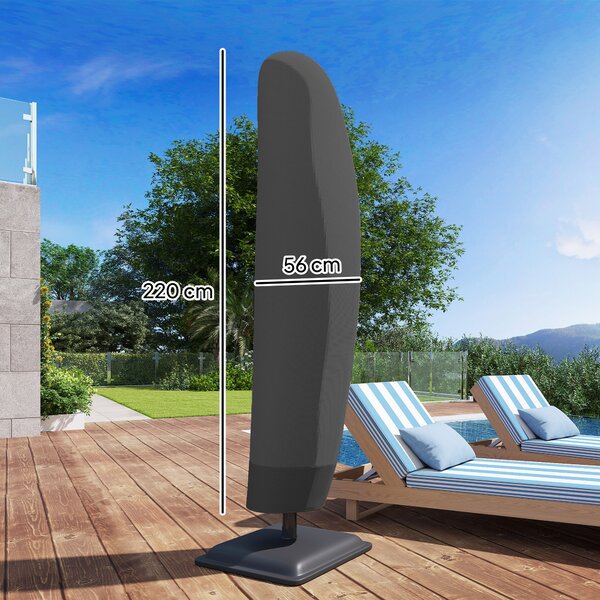 Outsunny Copertura per Ombrellone 3x3 m Impermeabile, Custodia Copri Ombrellone a Sbalzo con Cerniera e Laccio, Nero | Aosom Italy