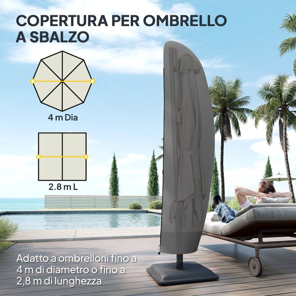 Outsunny Copertura per Ombrellone 3x3 m Impermeabile, Custodia Copri Ombrellone a Sbalzo con Cerniera e Laccio, Nero | Aosom Italy