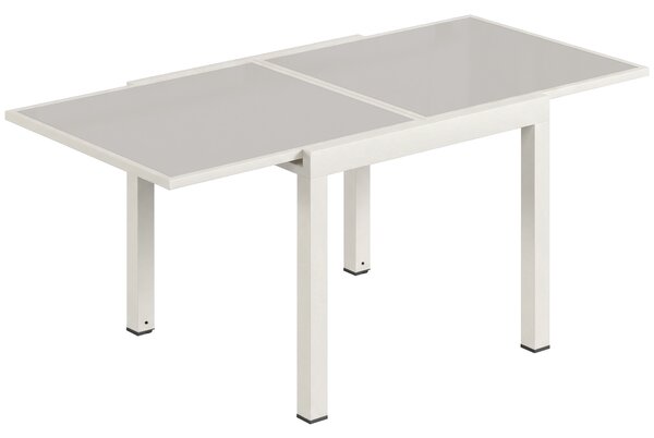 Outsunny Tavolo Estensibile in Alluminio per Esterni, Piano in Vetro Temperato, Bianco Crema. | Aosom Italy