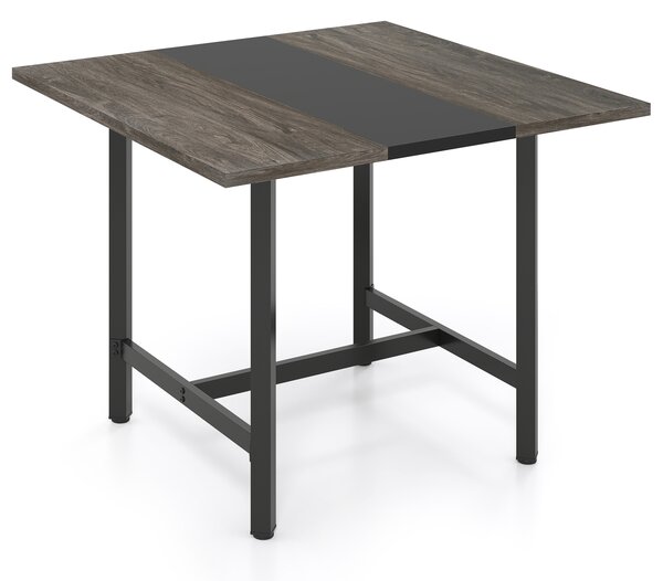 Costway Tavolo conferenza 100cm quadrato piano rinforzato metallica robusta, Tavolo industriale riunioni 4 persone ufficio sala riunioni Grigio
