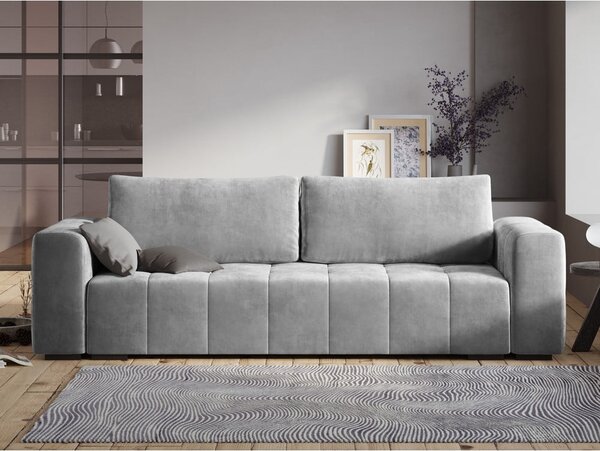 Divano letto in velluto grigio chiaro Luca - Milo Casa