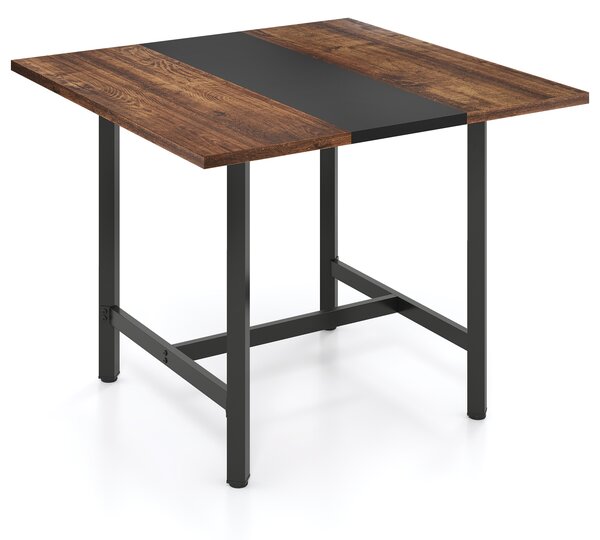 Costway Tavolo conferenza 100cm quadrato piano rinforzato metallica robusta, Tavolo industriale riunioni 4 persone ufficio sala riunioni Marrone