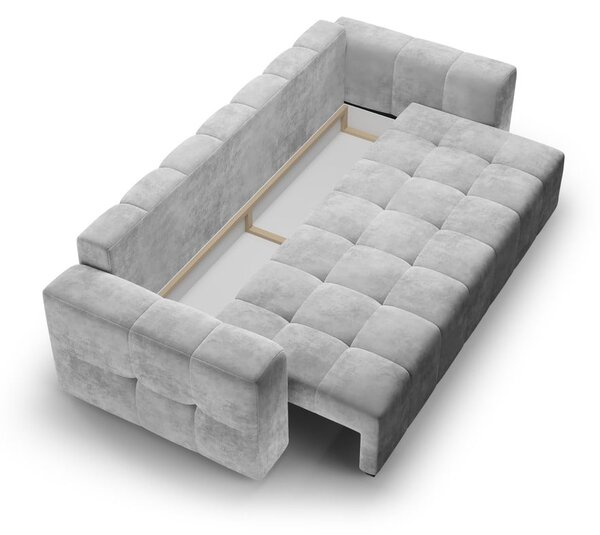 Divano letto in velluto grigio chiaro Luca - Milo Casa