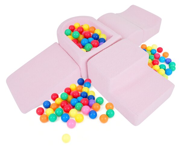 Costway Blocchi schiuma arrampicata bambini set morbido 5 pezzi vasca palline, Blocchi gioco indoor schiuma arrampicata bambini palline non incluse Rosa
