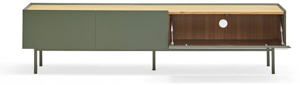 Tavolo TV in legno di rovere di colore verde-naturale 180x45 cm Arista - Teulat