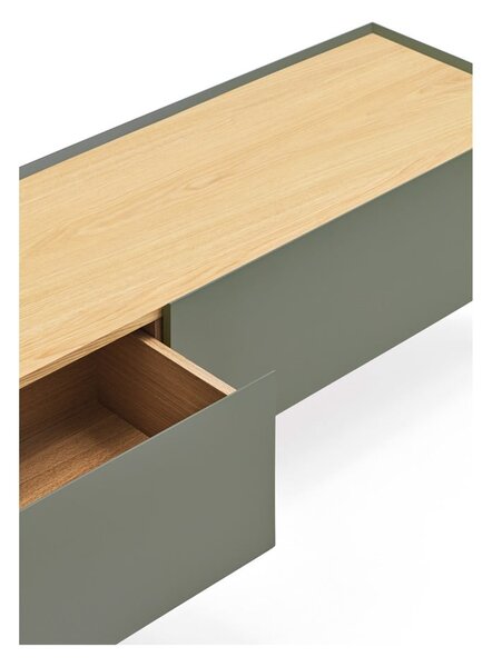 Tavolo TV in legno di rovere di colore verde-naturale 180x45 cm Arista - Teulat