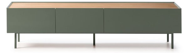 Tavolo TV in legno di rovere di colore verde-naturale 180x45 cm Arista - Teulat