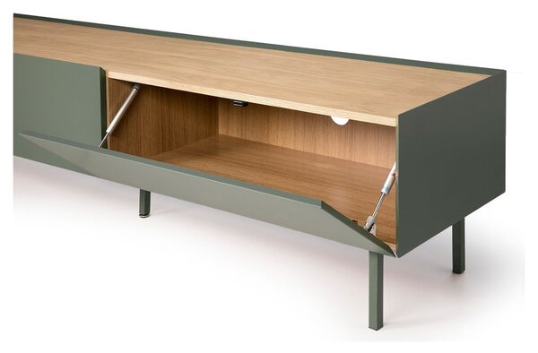 Tavolo TV in legno di rovere di colore verde-naturale 180x45 cm Arista - Teulat