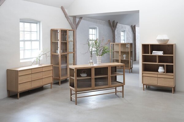 Vetrina in legno di quercia di colore naturale 140x100 cm Elba - Unique Furniture