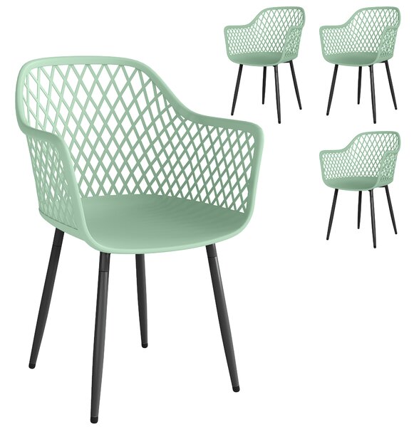 Outsunny Set di 4 Sedie da Giardino, con Schienale Diamantato, Braccioli, Verde | Aosom Italy