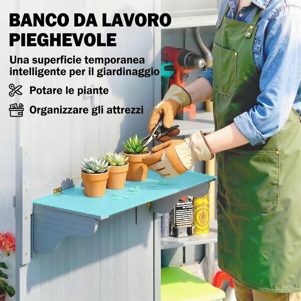 Outsunny Casetta In Legno, 77x52.5x178cm, Armadio con Banco Lavoro Ribaltabile | Aosom Italy