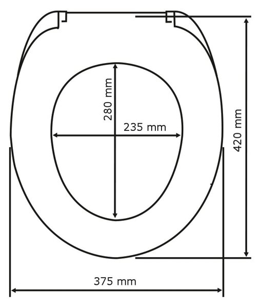 Sedile per wc nero con chiusura facilitata , 44 x 37 cm Kos - Wenko