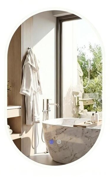Costway Specchio illuminato parete bagno infrangibile temperatura colore dimmerabile 3 tonalità, Specchio anti-appannamento vetro temperato