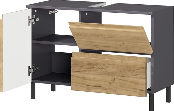 Mobile grigio scuro sotto il lavabo in rovere 80x56 cm Salinas - Germania
