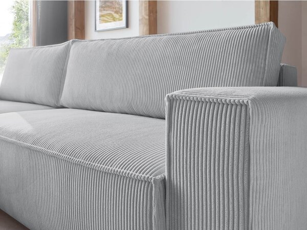 Divano letto a coste grigio chiaro ad angolo variabile Nihad - Bobochic Paris