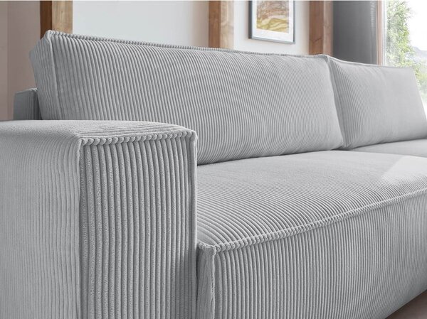 Divano letto a coste grigio chiaro ad angolo variabile Nihad - Bobochic Paris