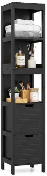 Costway Armadio alto stoccaggio in legno con struttura robusta, Armadietto scaffale multiuso 145x30x30cm Nero
