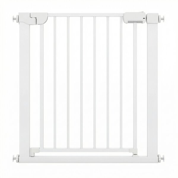 Costway Cancello sicurezza bambini per scale montaggio a pressione, Chiusura automatica funzionamento una mano senza forare Bianco