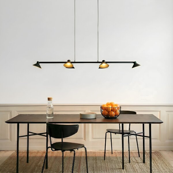 Lampada a sospensione Lucande, Steve, dimmerabile, Nero, Sala da pranzo, Metallo, Moderno