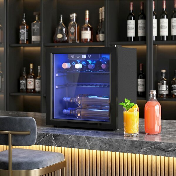 Cantinetta Vino Refrigerata 12 Bottiglie 36L Temperatura Regolabile 4-16°C con Vetro Anti UV Nero