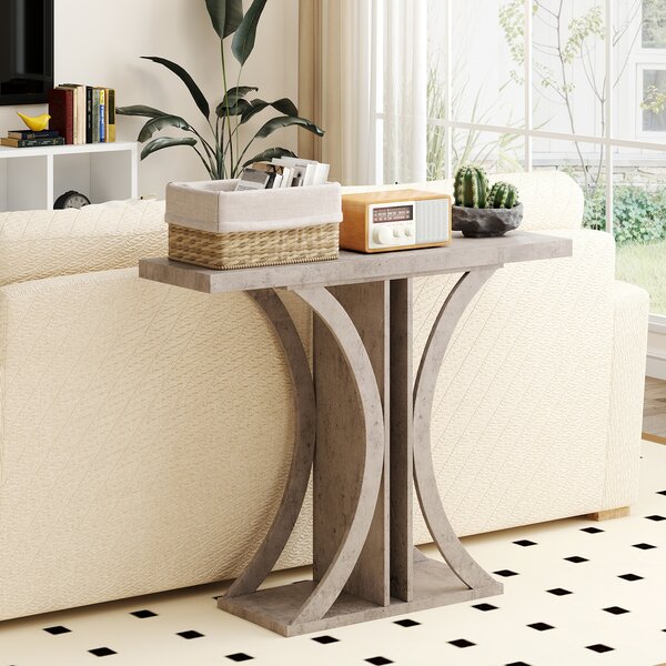 Costway Tavolo consolle per ingresso soggiorno e corridoio, Struttura geometrica industriale dietro divano 100cm Grigio