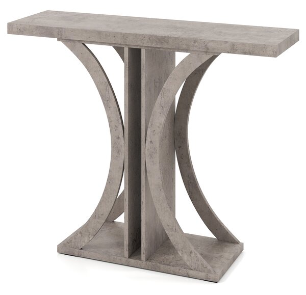 Costway Tavolo consolle per ingresso soggiorno e corridoio, Struttura geometrica industriale dietro divano 100cm Grigio