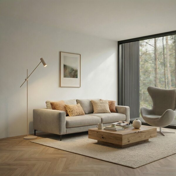 Lampada da terra Lindby, Vilo, Beige, Soggiorno, Metallo, Scandinavo