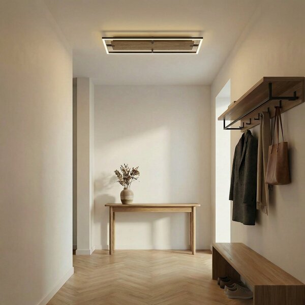 Plafoniera Lucande, Vectra, dimmerabile, Legno, Soggiorno, Plastica, Moderno