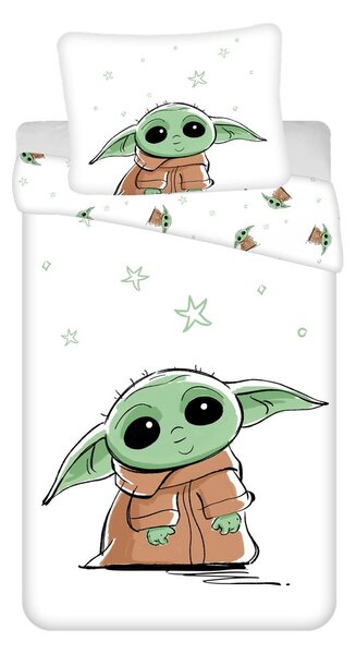 Biancheria da letto per bambini in cotone per letto singolo 140x200 cm Star Wars Baby Yoda - Jerry Fabrics