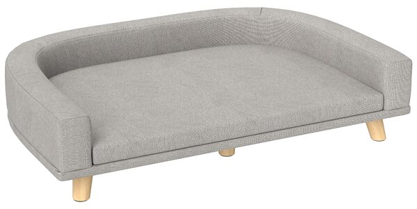 PawHut Divano per Cani di Taglia Grande con Cuscino Sfoderabile, in Poliestere e Legno, 98x67x25 cm, Grigio