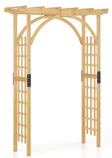 Costway Arco di legno massiccio per piante rampicanti, Pergola elegante per la decorazione del giardino per matrimoni Naturale